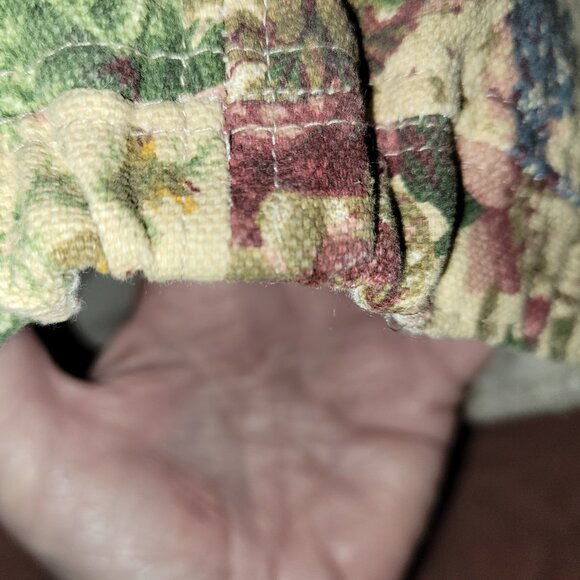 Women's Distressed Floral Pink, Green, and Beige Newsboy Cap One Size - Picture 4 of 7